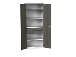 universele kast,HxBxD 2000x800x550mm,4xStalen bodem,2lade(n)
