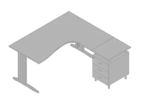 bureauset bureau staand ladeblok rechts 730x1600x1650mm C-voet grijs