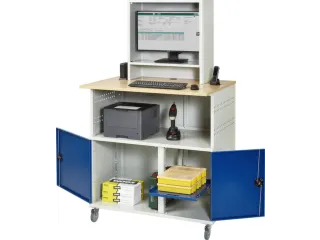 pc-kast,HxBxD 1860x1100x800mm,monitorvak,stopcontactdoos,4zwenkwielen - 3