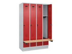 locker met bank,HxBxD 1950x1200x815mm,4vak,vak B 300mm,draaigrendel