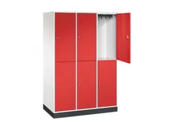 Dubbeldekse garderobekast,HxBxD 1950x1220x600mm,3x2vak.,vak B 360mm