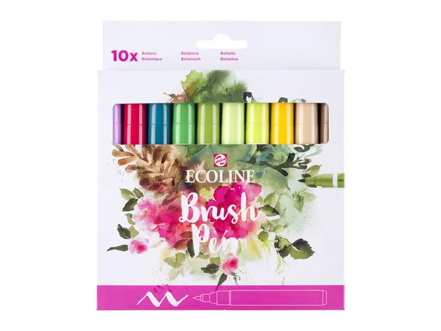 Brushpen Talens Ecoline set botanisch blister à 10 stuks assorti