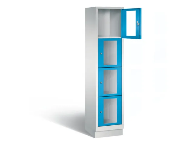 Lockerkast 1800x420x500mm 1x4 vakken Cilinderslot, Sokkel, RAL5012