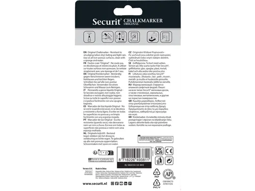 Krijtstift Securit SMA-100 rond wit 1-2mm blister à 4 stuks