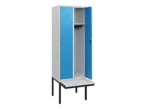 locker met bank,HxBxD 1950x600x815mm,2vak,vak B 300mm,cil.-slot