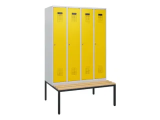 locker met bank,HxBxD 1950x1200x815mm,4vak,vak B 300mm,cilinderslot - 2