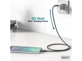 USB-C siliconen oplaadkabel USB-A USB-C 0,5m USB 2.0 60W zwart - 9