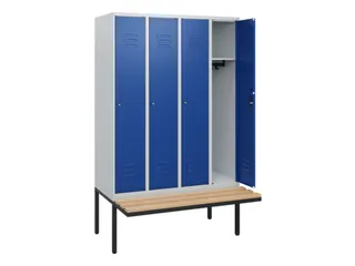 locker met bank,HxBxD 1950x1200x815mm,4vak,vak B 300mm,cil.-slot - 2
