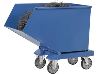 Bakwagen Met Wielen Met Vorksloffen Inhoud 400ltr Blauw Ral 5007 - 5