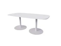 Linesto vergadertafel 200x100 deens ovaal krijtwit 25mm alu