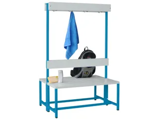 Omkleedbank 1000mm Kunststof Zitlat Kledinghaken Dubbelzijdig Ral5012 - 2