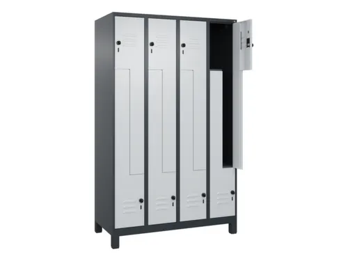 Z-garderobekast,HxBxD 1950x1200x500mm,vak B 150/300mm,draaigrendel