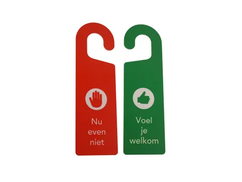 Kunststof deurhanger 250x75mm Voel je welkom - Nu even niet Rood/Groen