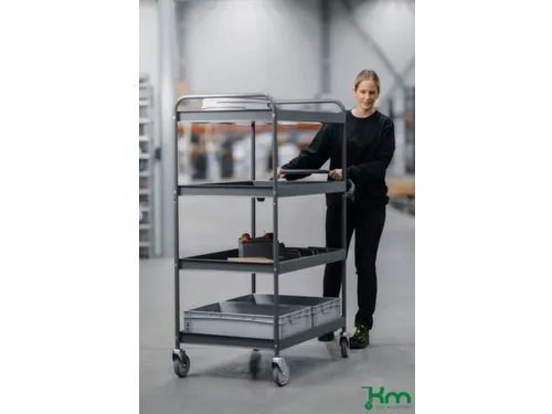 Etagewagen,Draagverm. 200Kg,4Etage(S),Rubberen Mat