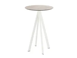 statafel,HxØ 1090x700mm,rond,4voeten wit,blad HPL Moonstone