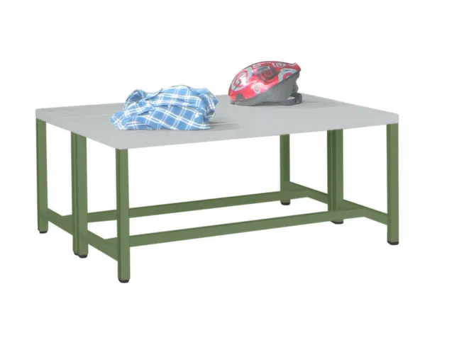 Banc Vestiaire 1000mm Double Assise Lames Plastique Piètement Ral6011