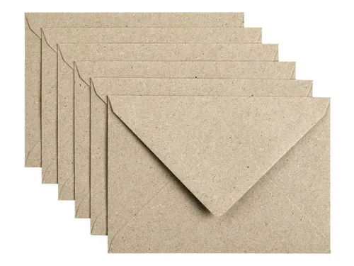 Envelop Papicolor C6 114x162mm Kraft grijs Gegomd