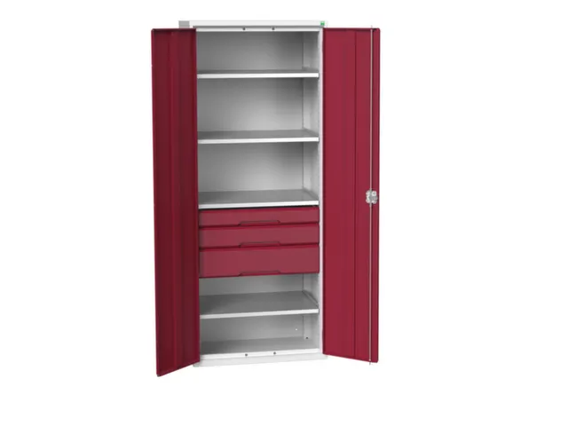 universele kast,HxBxD 2000x800x550mm,4xStalen bodem,3lade(n)