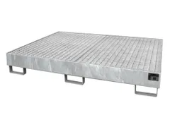 stellingopvangbak,opvangvol. 240l,HxBxD 250x1750x1300mm,m. rooster