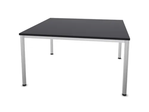 Vergadertafel Hxbxd 74x140x140cm 4-poots Ronde Buis Aluzilver Cc-zwart
