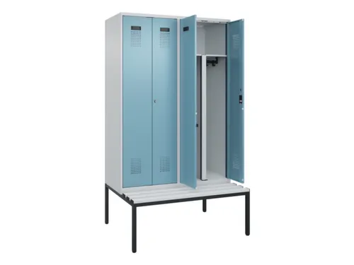 PBM-locker met bank,HxBxD 2120x1200x815mm,4vak,vak B 300mm