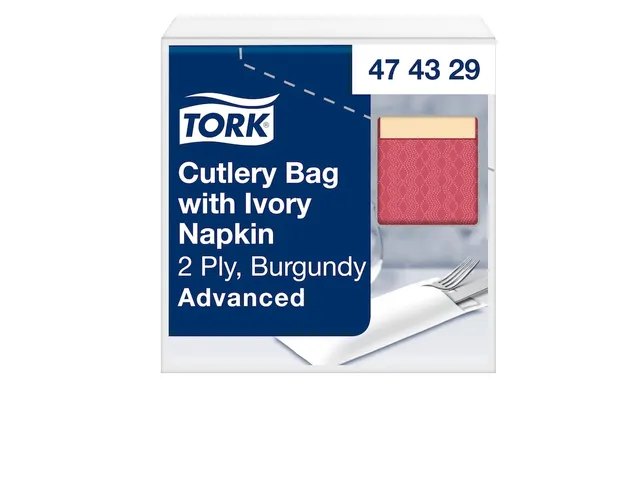 Tork bestekzakje burgundy met 2-laags servet cream