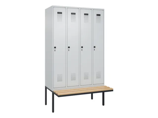 locker met bank,voor scheiding van kleding,HxBxD 2120x1200x815mm,4vak