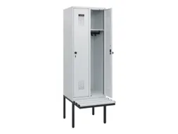 locker met bank,HxBxD 1950x600x815mm,2vak,vak B 300mm,draaigrendel
