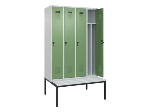 locker met bank,voor scheiding van kleding,HxBxD 2120x1200x815mm,4vak