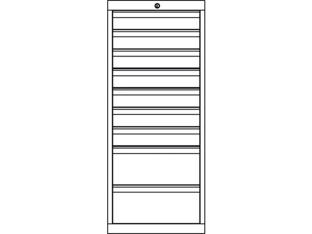 ladekast HxBxD 1200x500x600mm 9laden slot RAL7035 front RAL5010