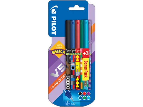 Rollerpen Hi-Tecpoint V5 by Mika 0.5mm Fijne punt 3+3 gratis Assorti