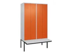PBM-locker met bank,HxBxD 2120x1200x815mm,4vak,vak B 300mm,cil.-slot