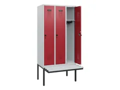 locker met bank,HxBxD 1950x900x815mm,3vak,vak B 300mm,draaigrendel