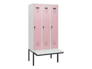 locker met bank,HxBxD 1950x900x815mm,3vak,vak B 300mm,draaigrendel - 2
