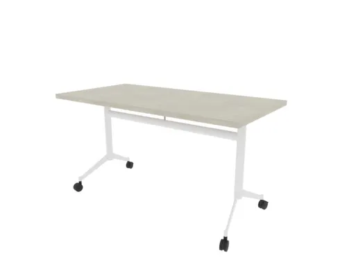 klaptafel,HxBxD 750x1400x700mm,hoekig,T-voet wit,ovale buis,blad beton