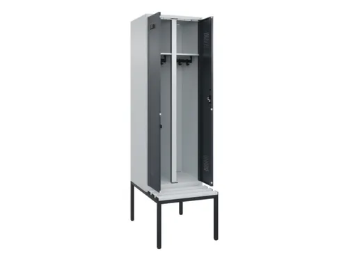 locker met bank,voor scheiding van kleding,HxBxD 2120x600x815mm,2vak