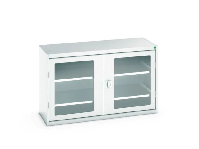 vitrinekast 800x1300x550mm 2xStalen bodem romp RAL7035 front RAL7035