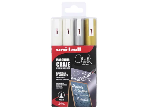 Krijtstift Uni-ball chalk rond 1.8-2.5mm assorti set à 4 stuks
