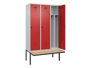 locker met bank,voor scheiding van kleding,HxBxD 2120x1200x815mm,3vak - 1
