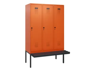 locker met bank,HxBxD 1950x1200x815mm,3vak,vak B 400mm,draaigrendel - 2