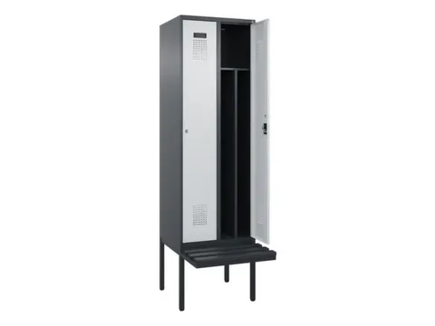 locker met bank,voor scheiding van kleding,HxBxD 2120x600x815mm,2vak