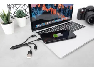 USB-oplaadkabel 0,15m 3-in-1 Kabel Nylon Gevlochten Zwart - 5