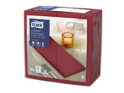 Tork 478148 Premium Linstyle Dinnerservet Bordeaux 1/8-vouw 700 Stuks
