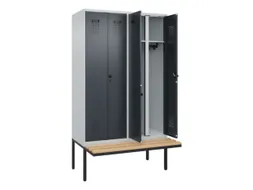 locker met bank,voor scheiding van kleding,HxBxD 2120x1200x815mm,4vak