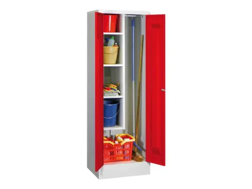 Schoonmaakkast HxBxD 1850x600x500mm Klink Sokkel RAL7035 Front RAL3000
