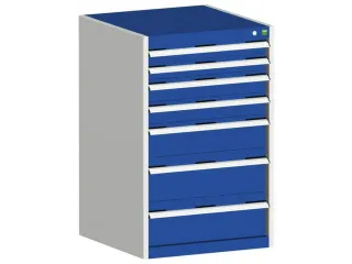 ladekast HxBxD 1000x650x525mm 7laden romp RAL7035 front RAL5010 - 1
