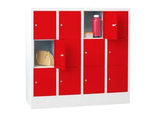lockerkast,HxBxD 1187x1200x500mm,4x3vakken,RAL7035,front RAL3000 - 2