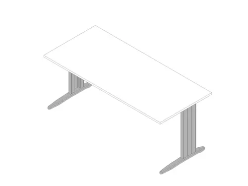 bureau,HxBxD 730x1800x800mm,blad wit,C-voet aluminium