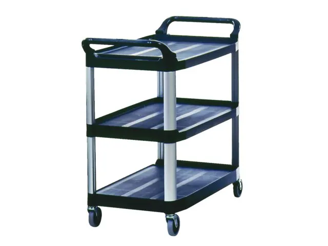 Chariot de service à 3 plateaux Rubbermaid Xtra noir
