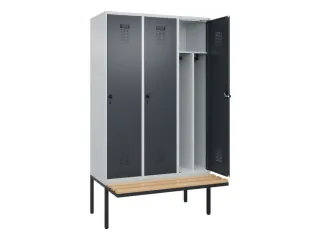 locker met bank,voor scheiding van kleding,HxBxD 2120x1200x815mm,3vak - 1